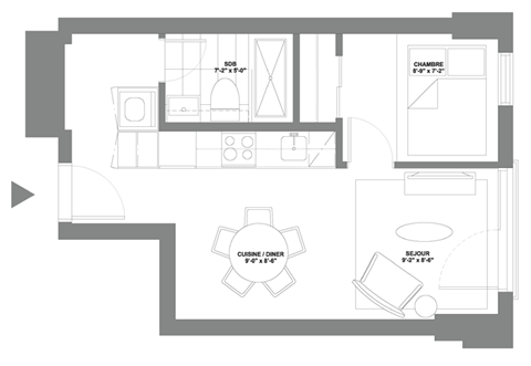 a floor plan of a house with a living room and a dining room